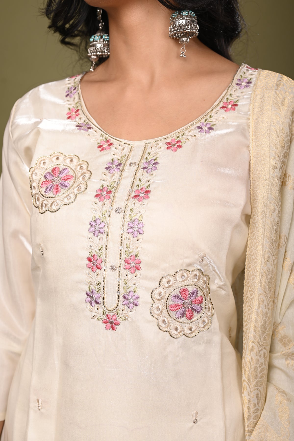 Nevash Bead Work Glass Suit Set