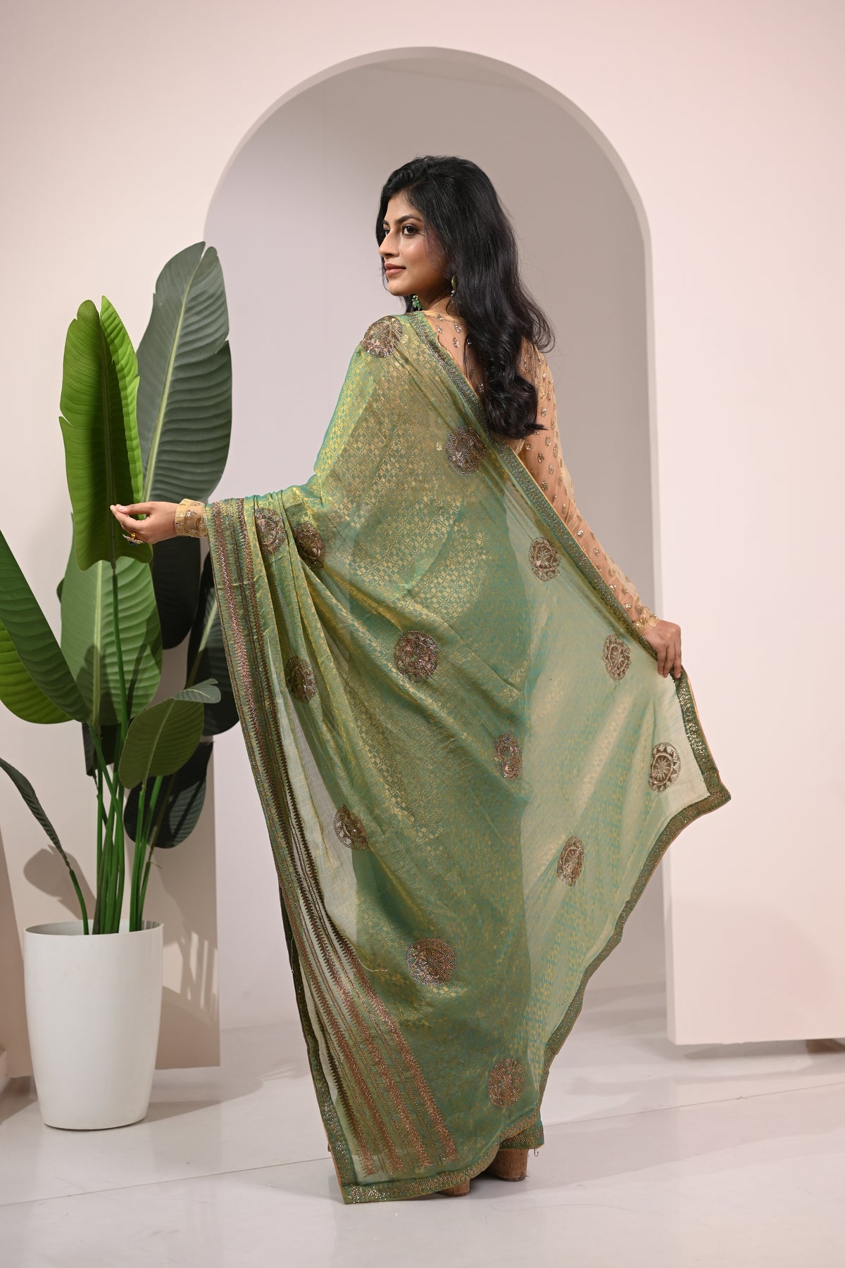 Nevash Pinta Zarkan Heavy Handwork Saree