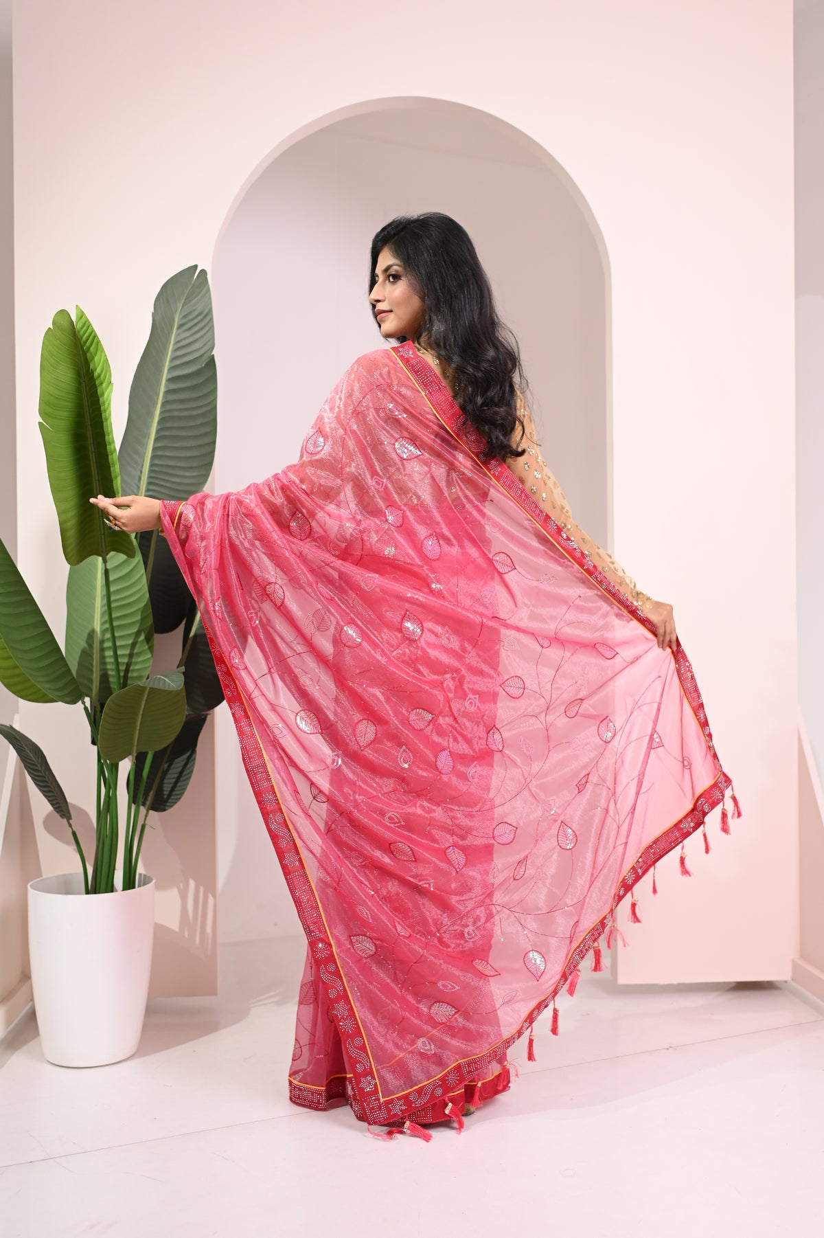 Nevash Twill Net Embroidered Saree
