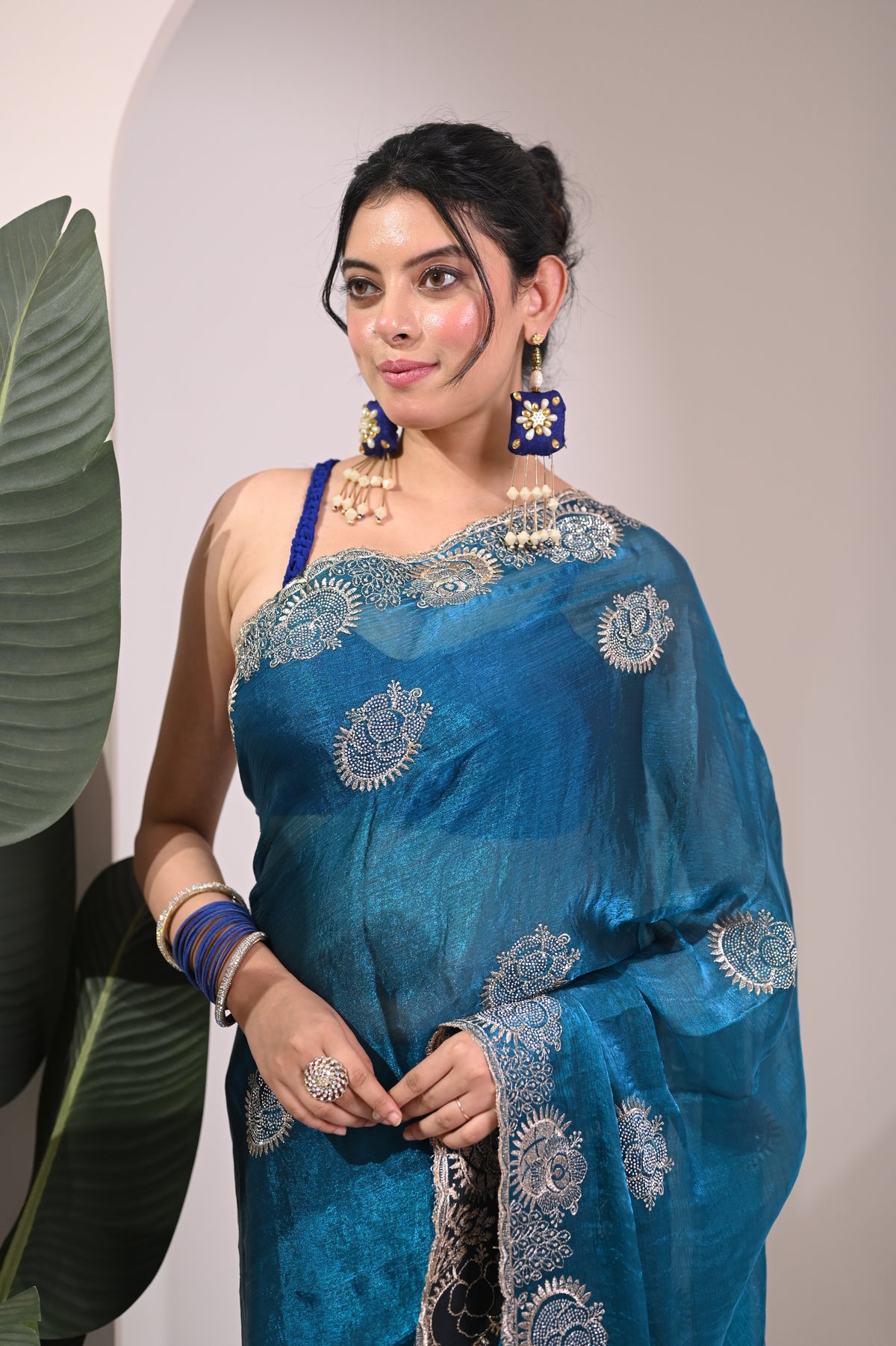Nevash Fancy Satin Evening Saree