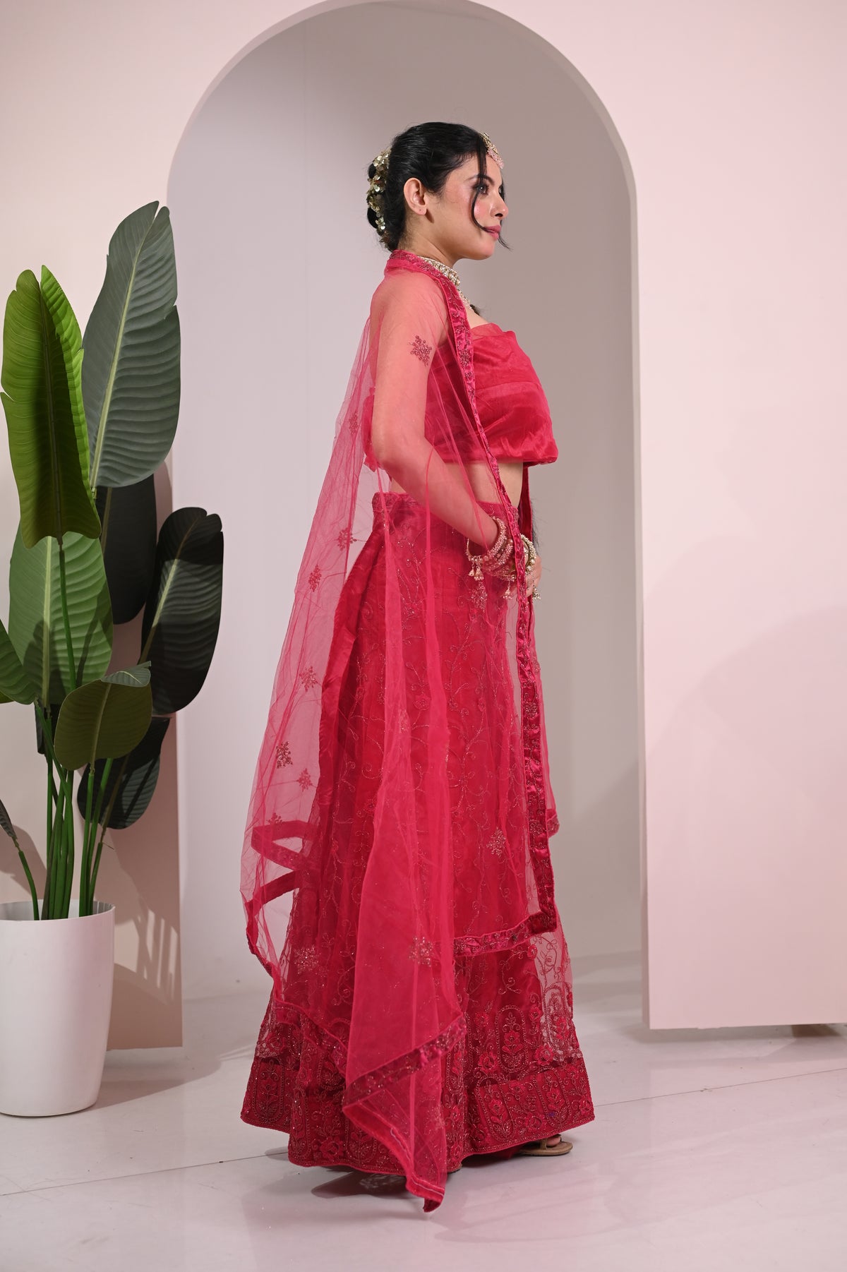 Nevash Vibrant Festive Printed Lehenga Choli Set Pink
