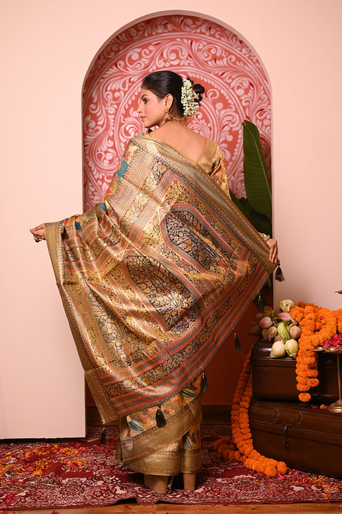 Nevash Dhurandar Kalamkari Art Silk Saree