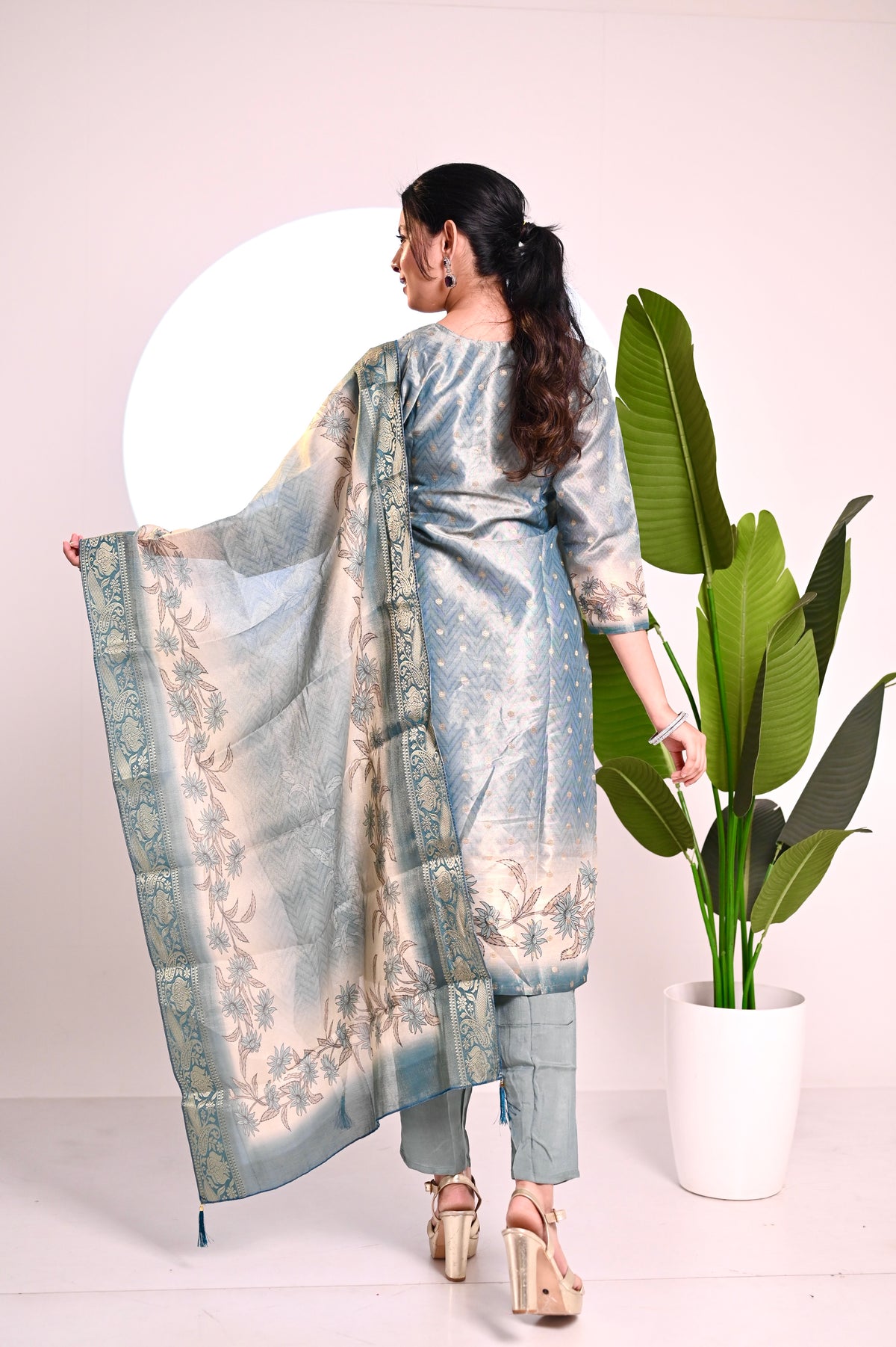 Nevash Chanderi Hand Work Suit Set