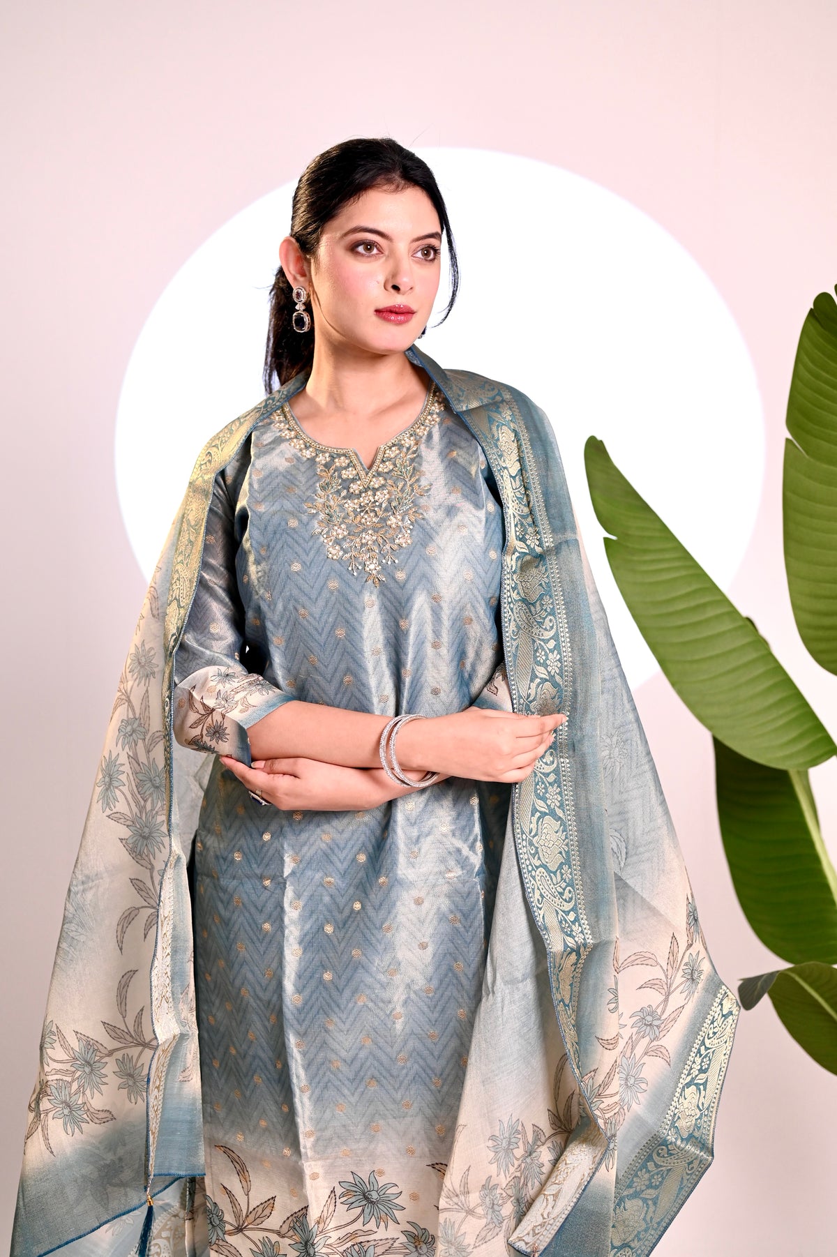 Nevash Chanderi Hand Work Suit Set