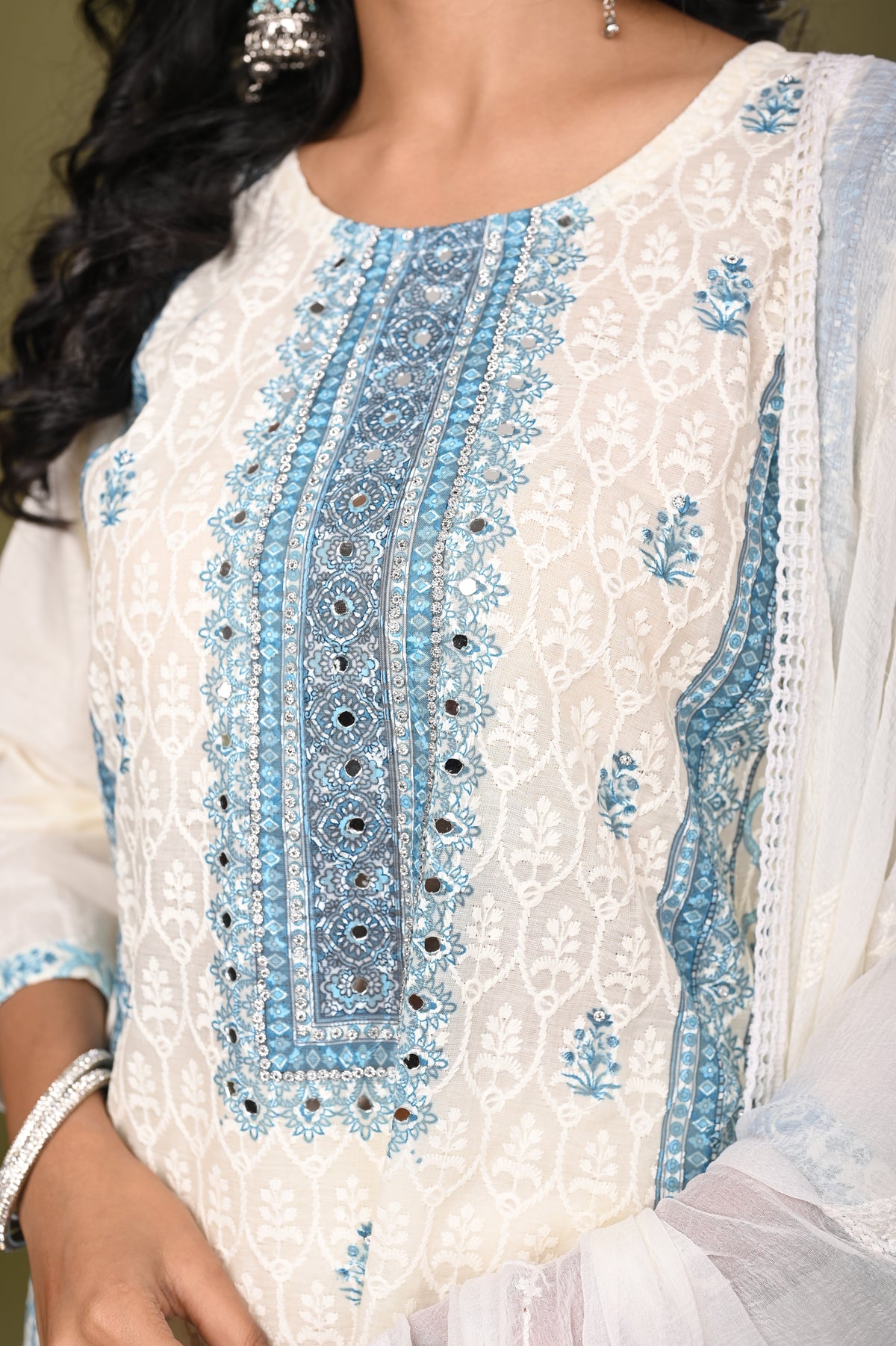 Nevash Cotton Schiffli Suit Set