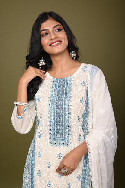 Nevash Cotton Schiffli Suit Set