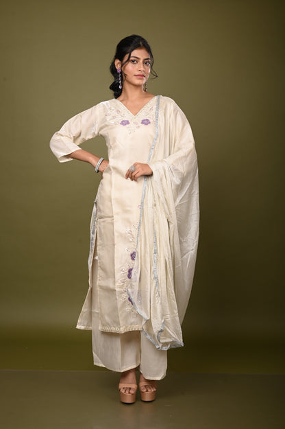 Nevash Bead Work Towel Work Suit Set