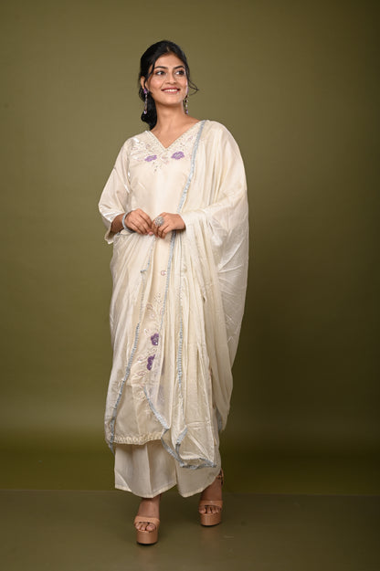 Nevash Bead Work Towel Work Suit Set