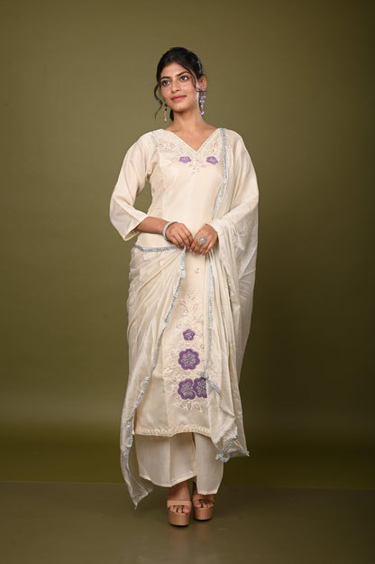Nevash Bead Work Towel Work Suit Set