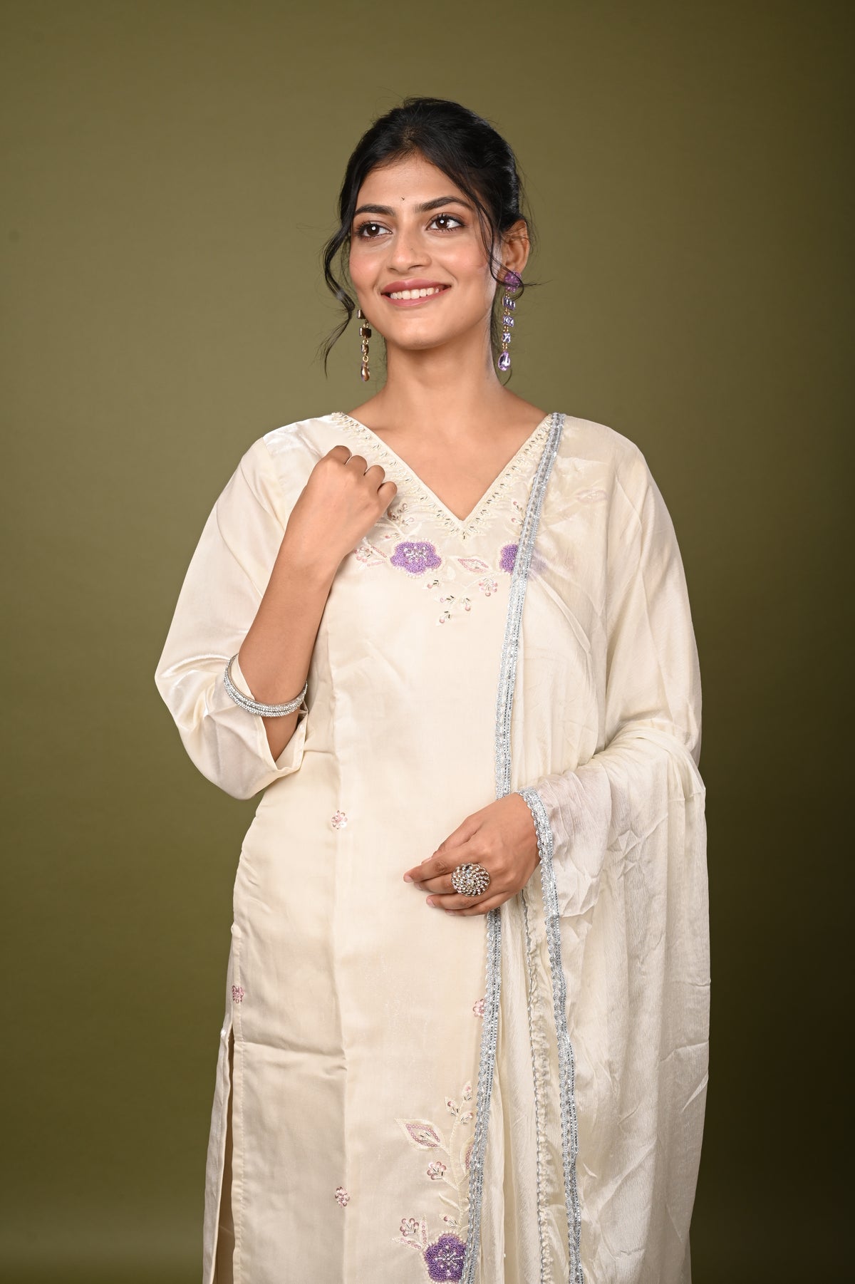 Nevash Bead Work Towel Work Suit Set