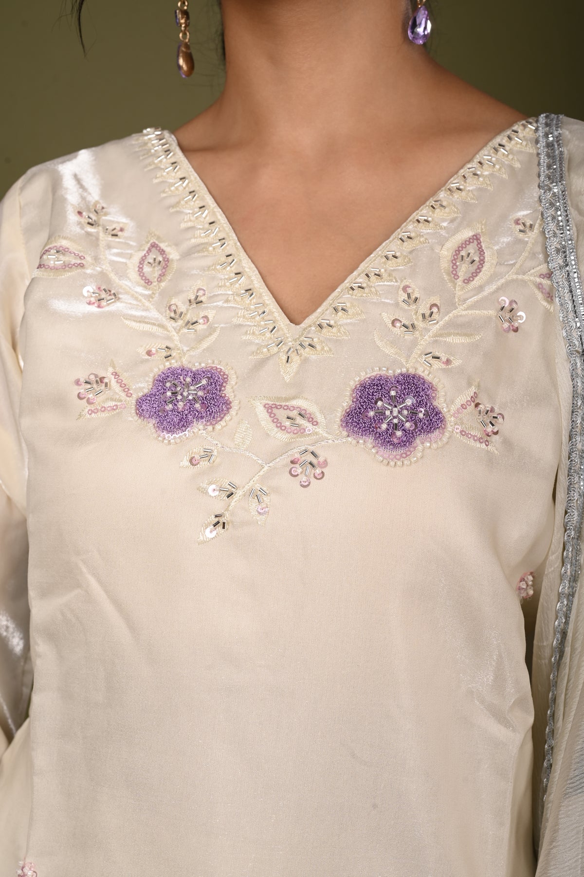Nevash Bead Work Towel Work Suit Set