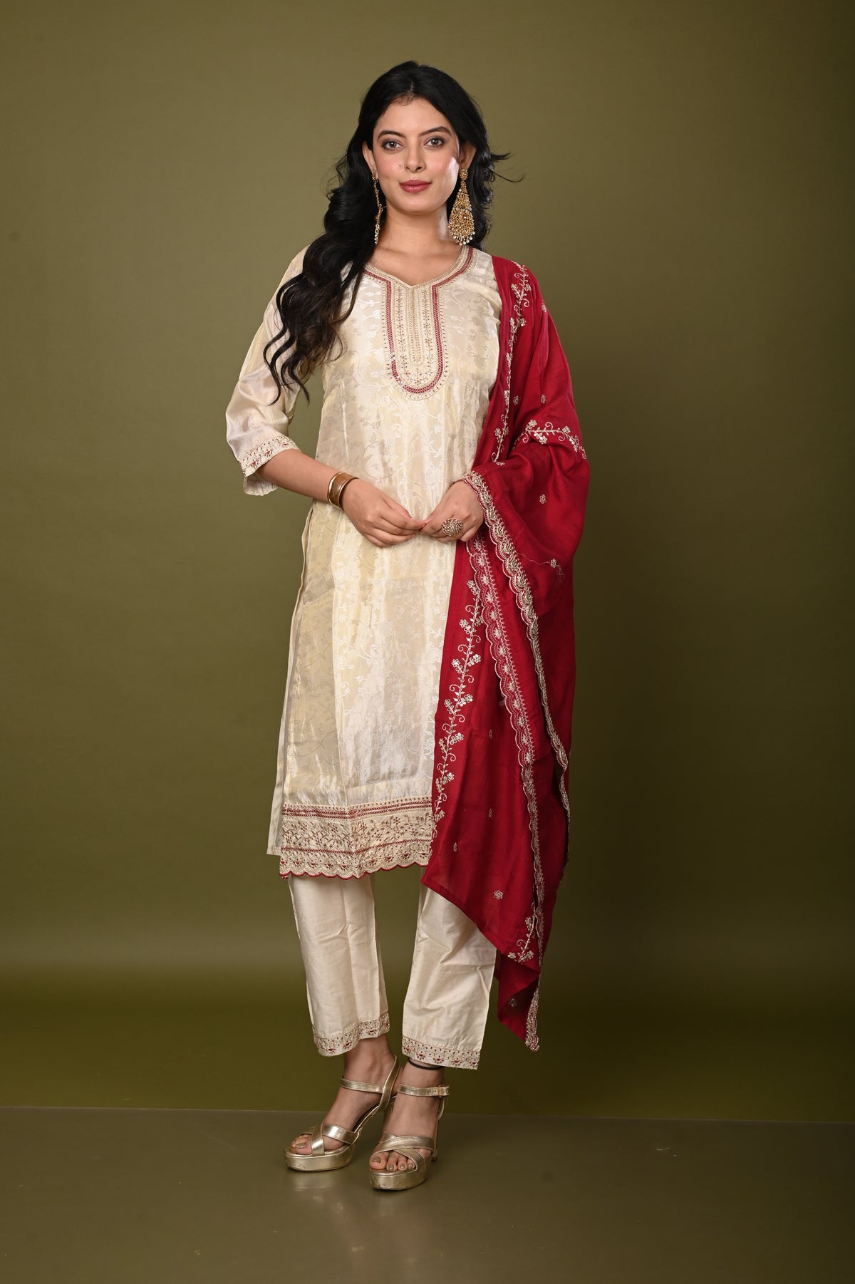 Nevash Shimmer Jacquard Suit Set