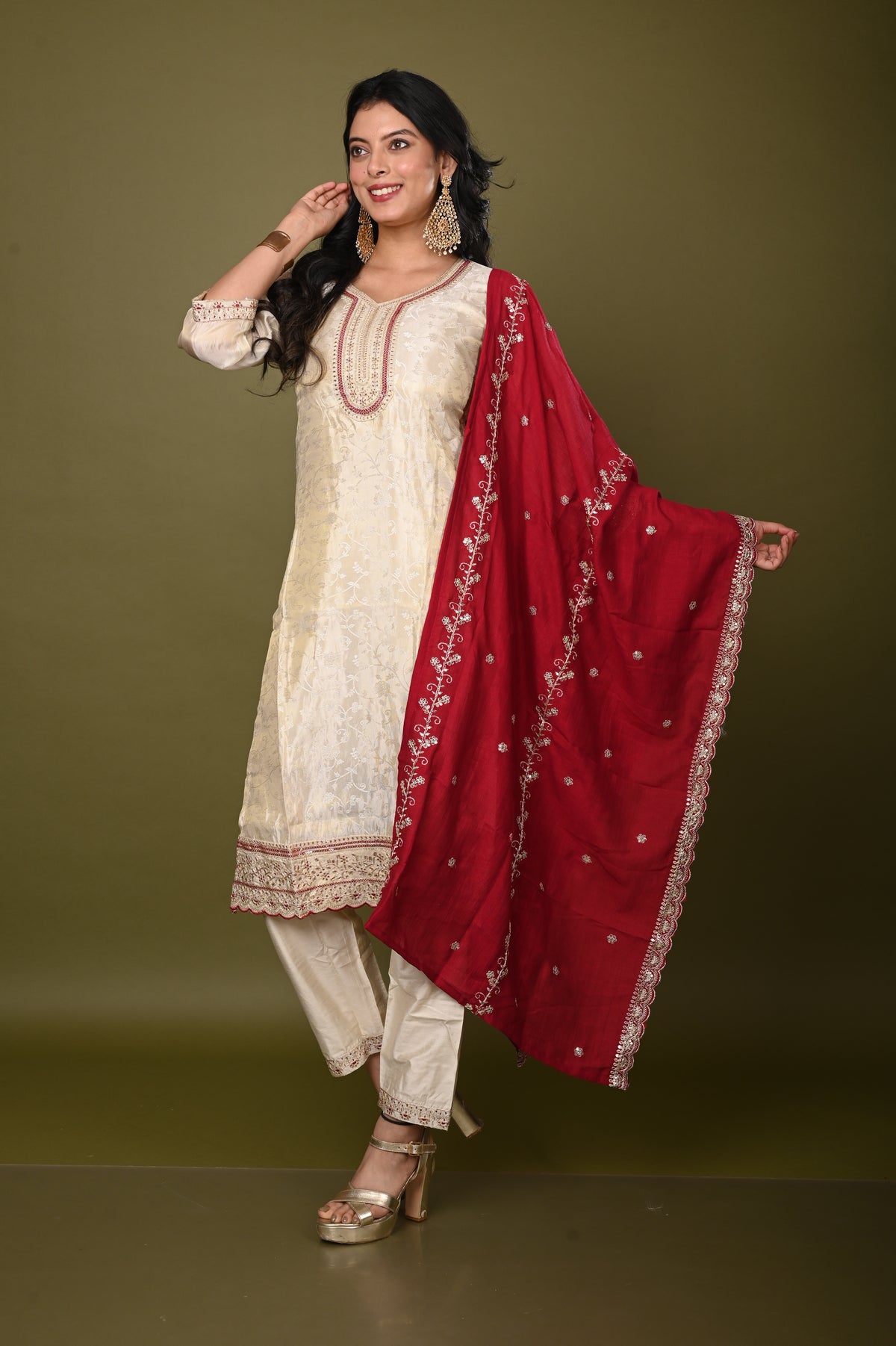 Nevash Shimmer Jacquard Suit Set