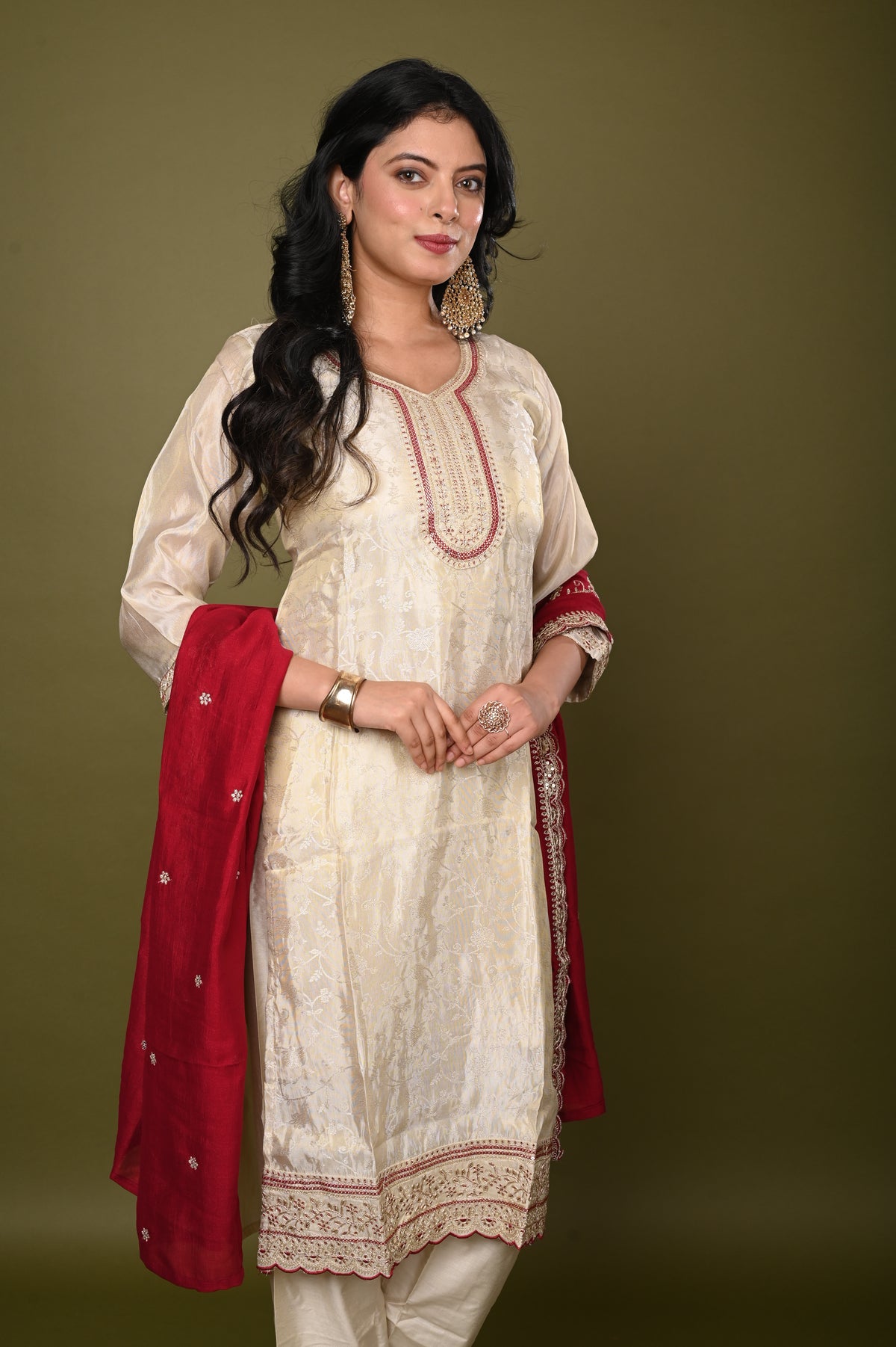 Nevash Shimmer Jacquard Suit Set