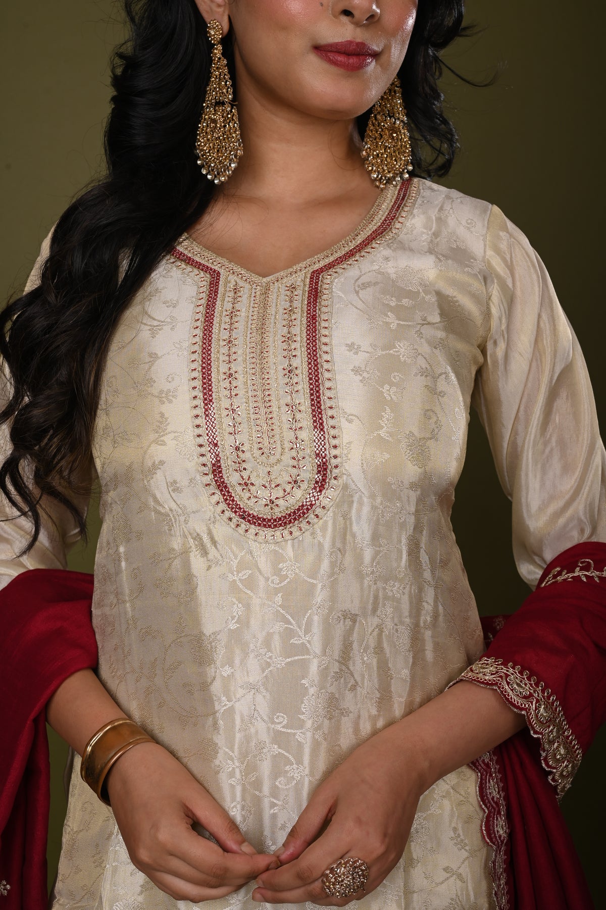 Nevash Shimmer Jacquard Suit Set