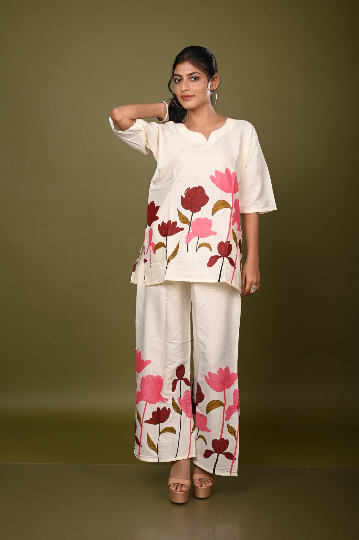 Nevash Heavy Slub Print 2-Piece Suit Set