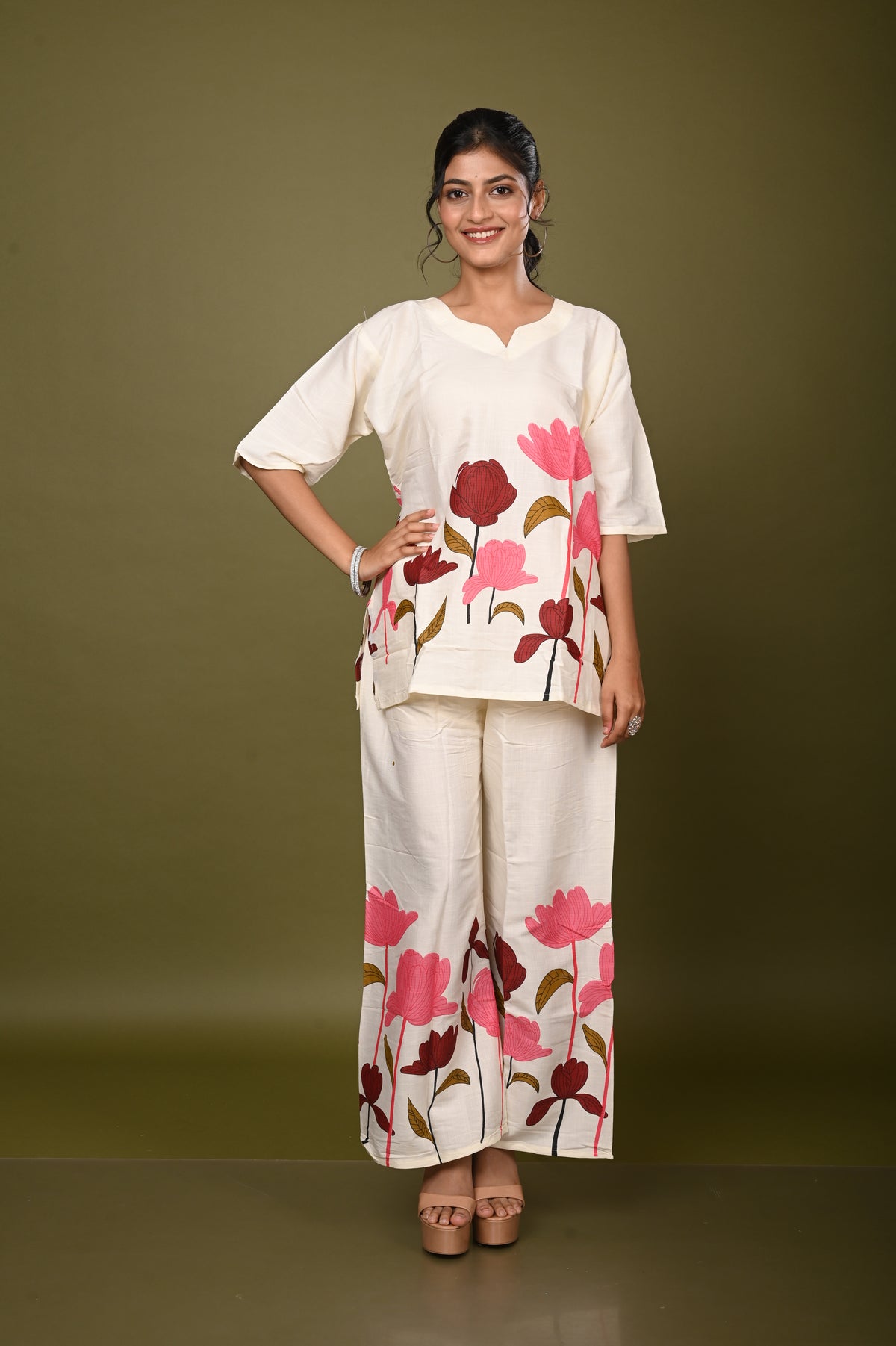 Nevash Heavy Slub Print 2-Piece Suit Set