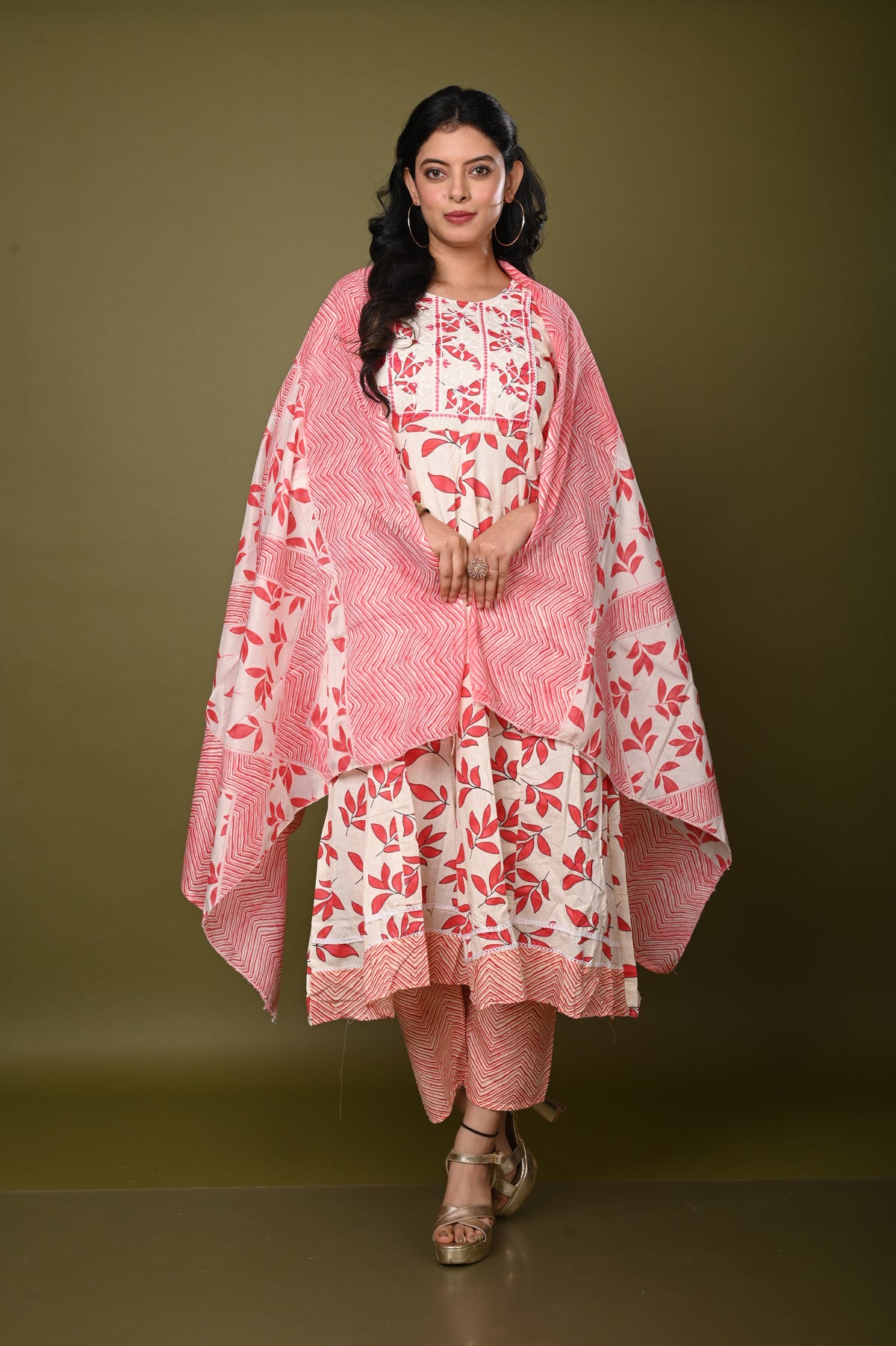 Nevash Cotton Flared Ghera Suit Set