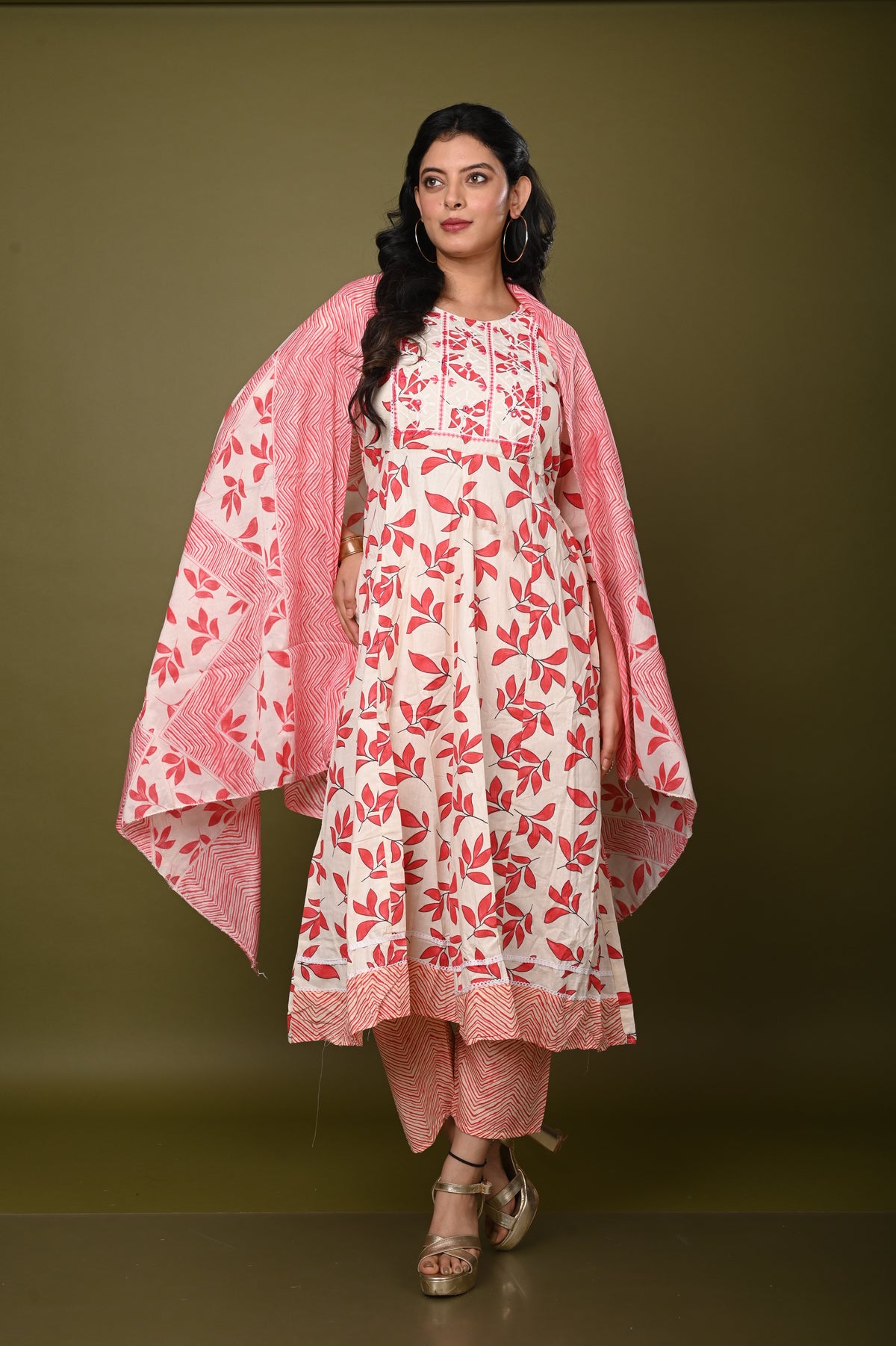 Nevash Cotton Flared Ghera Suit Set