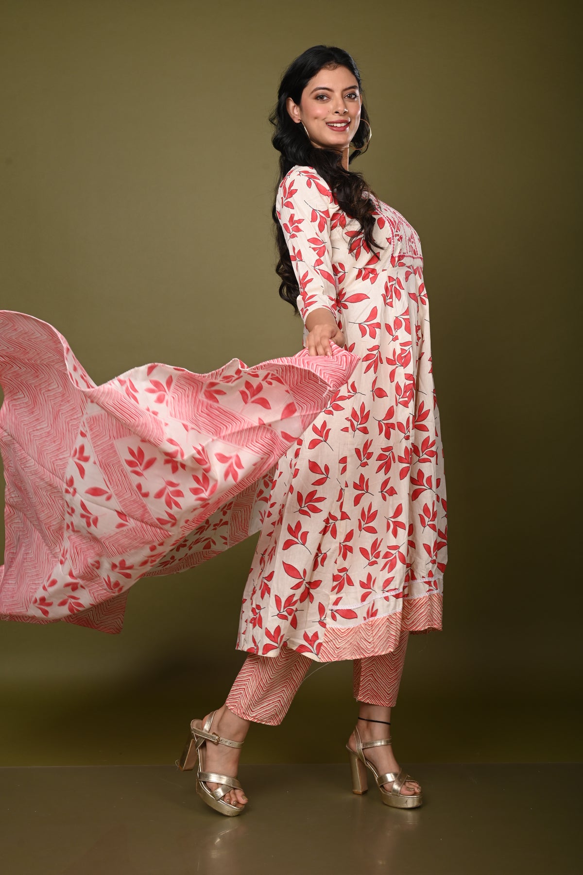 Nevash Cotton Flared Ghera Suit Set