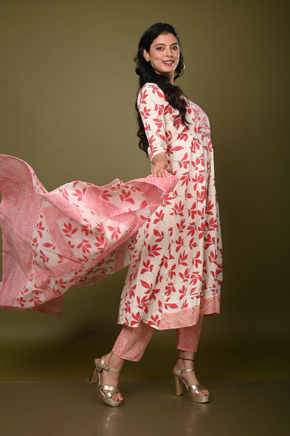 Nevash Cotton Flared Ghera Suit Set