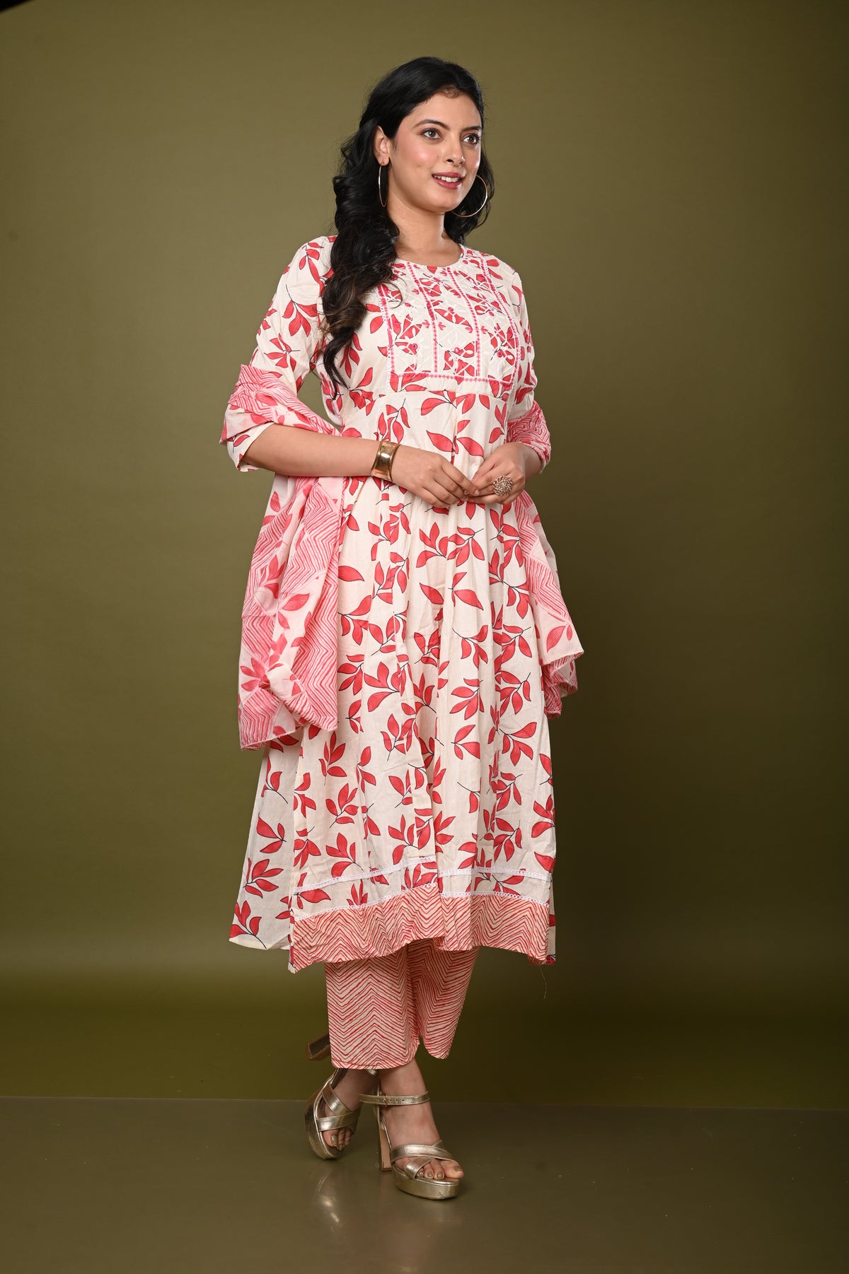 Nevash Cotton Flared Ghera Suit Set