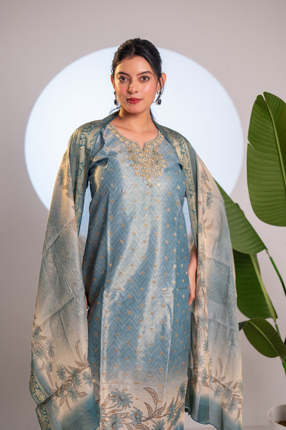 Nevash Chanderi Hand Work Suit Set