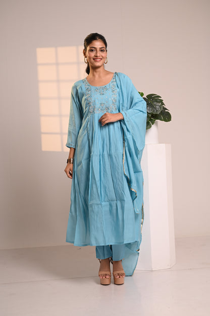Nevash Mul Chanderi Suit Set