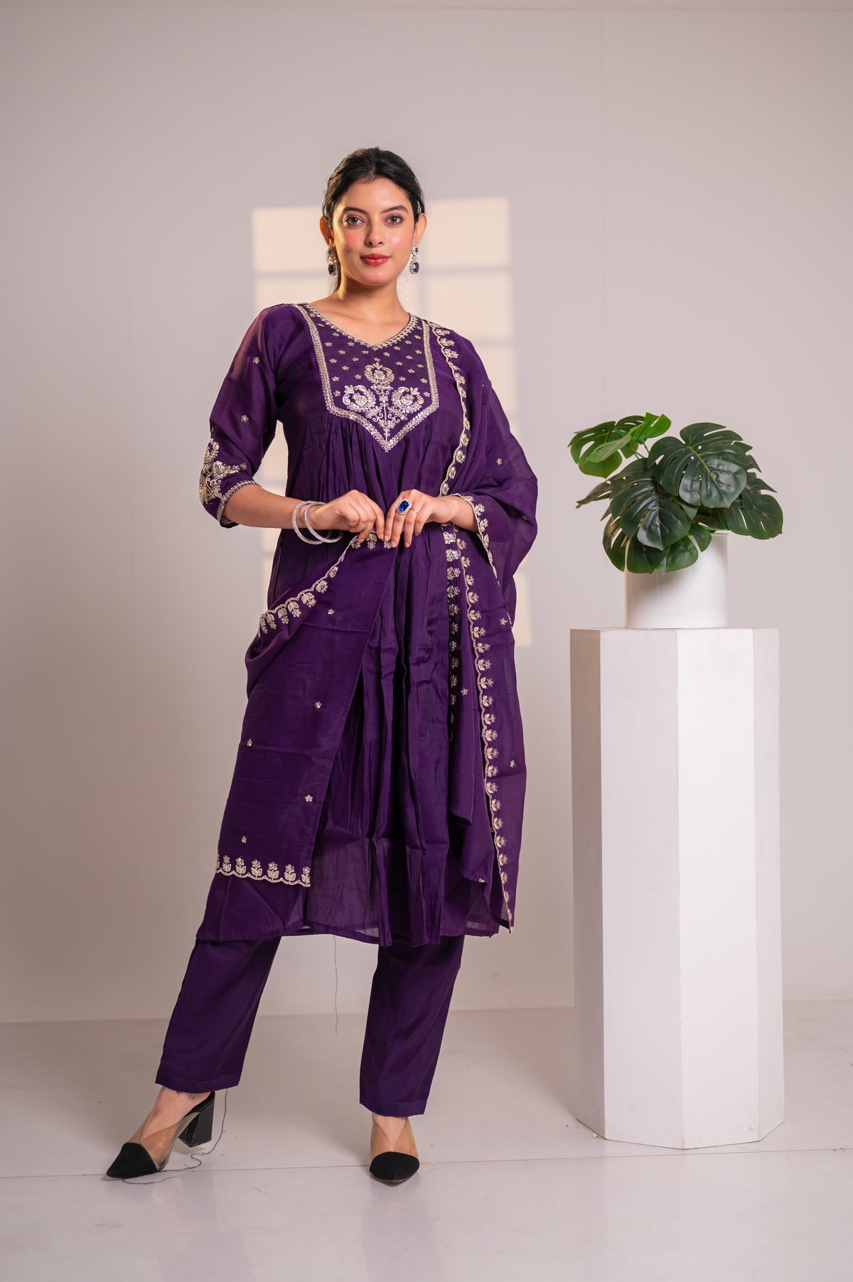 Nevash Mal Chanderi 3-Piece Suit Set