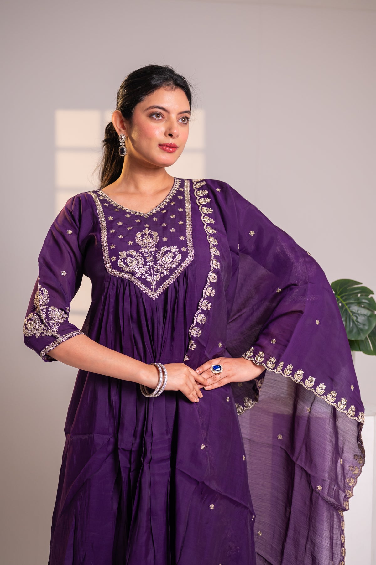Nevash Mal Chanderi 3-Piece Suit Set