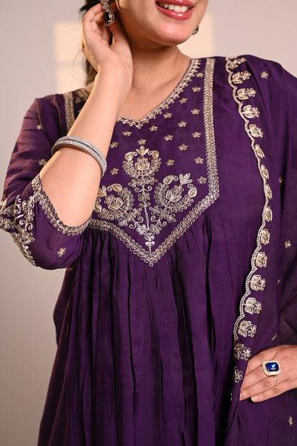 Nevash Mal Chanderi 3-Piece Suit Set