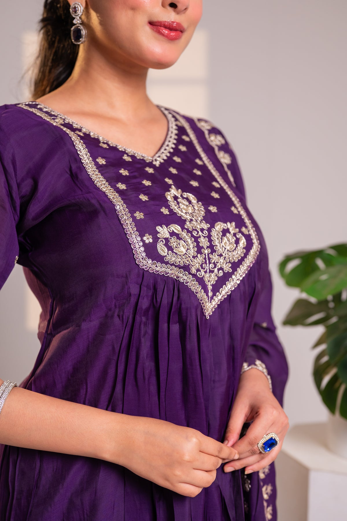 Nevash Mal Chanderi 3-Piece Suit Set