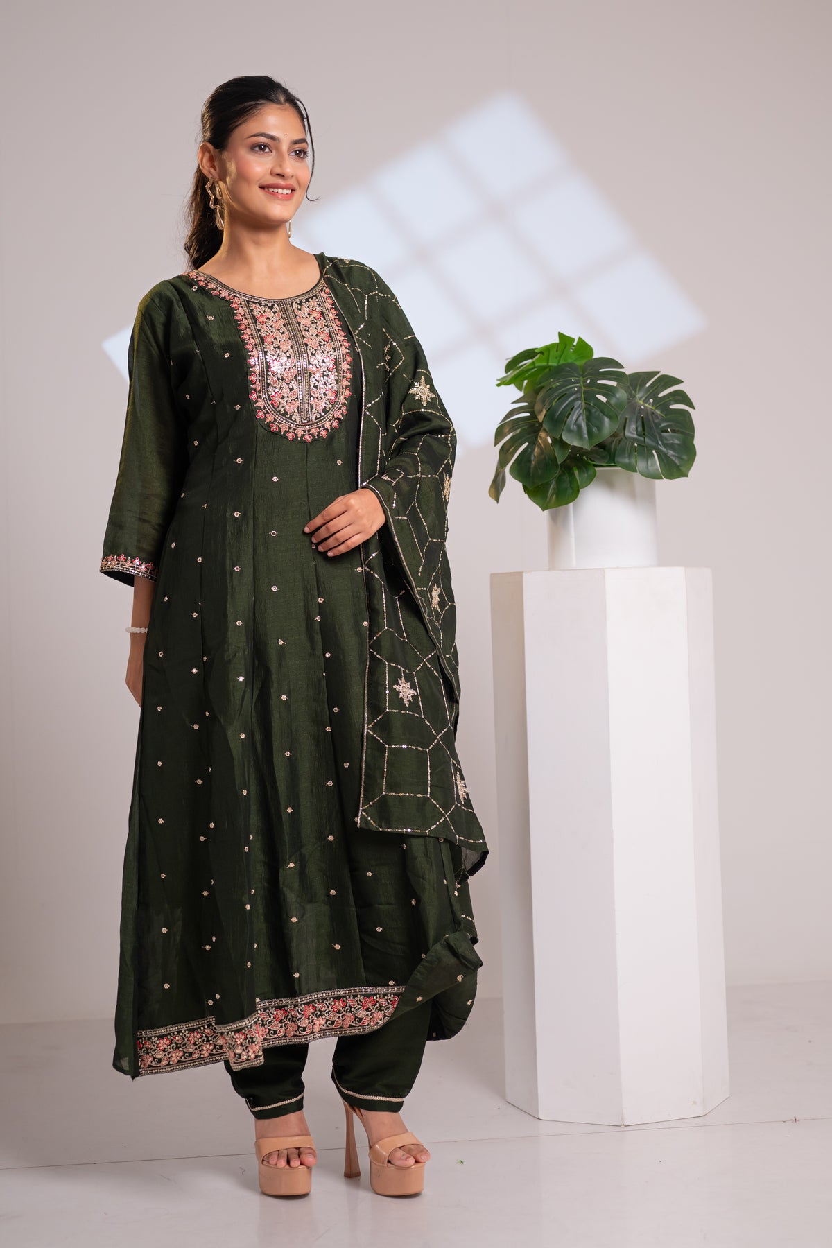 Nevash Vichitra Flared Ghera Suit Set