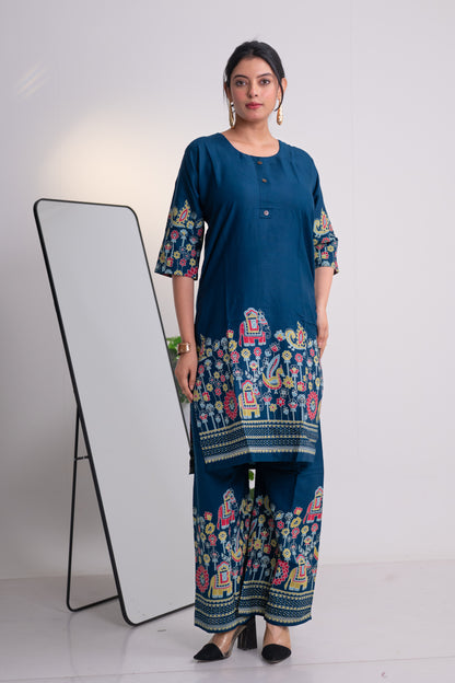 Nevash Heavy Slub Print Khata Suit Set