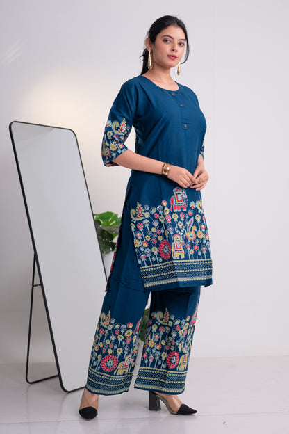 Nevash Heavy Slub Print Khata Suit Set