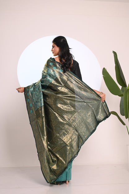 Nevash Dual-Tone Golden Silk Saree
