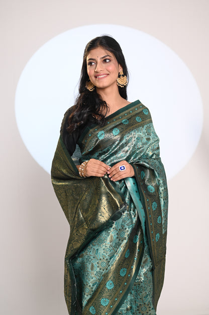Nevash Dual-Tone Golden Silk Saree