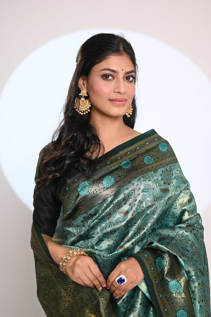 Nevash Dual-Tone Golden Silk Saree
