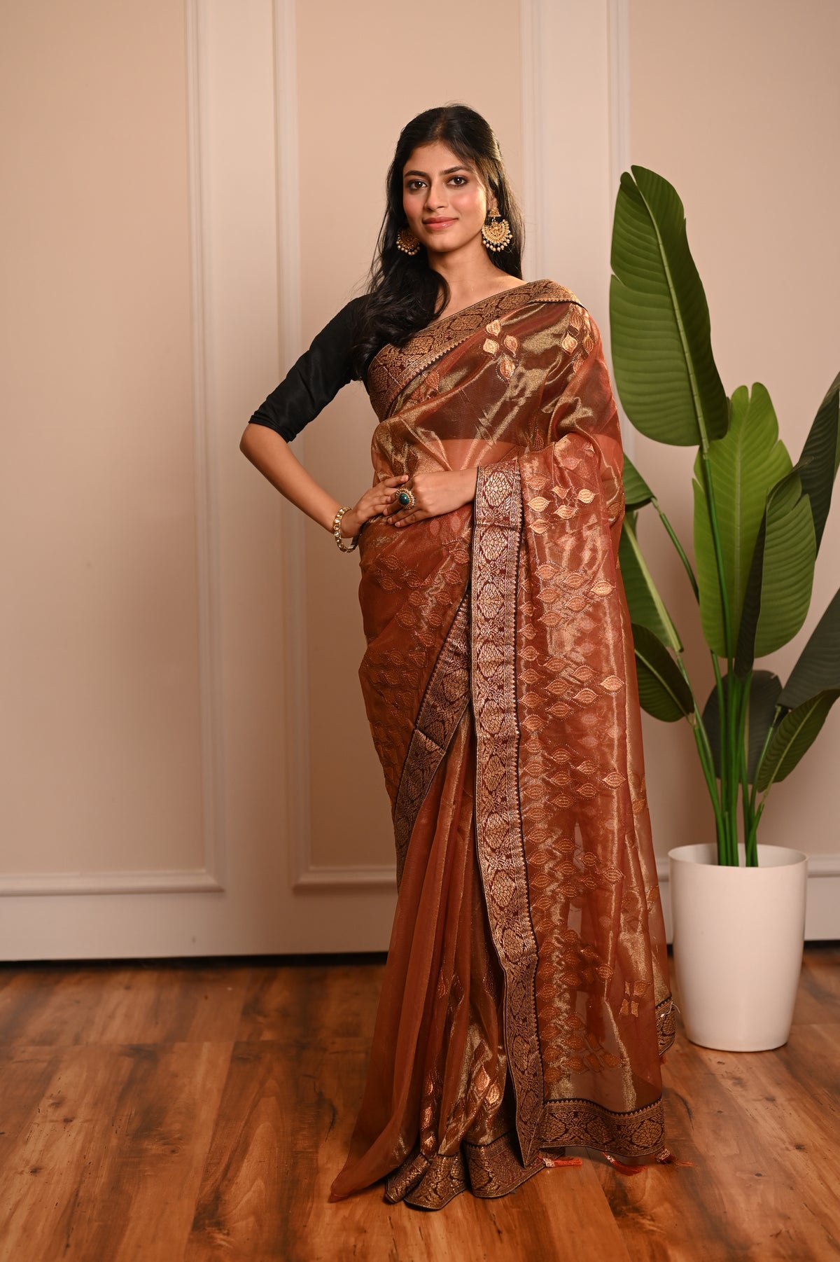 Nevash Twill Gittora Golden Weave Saree