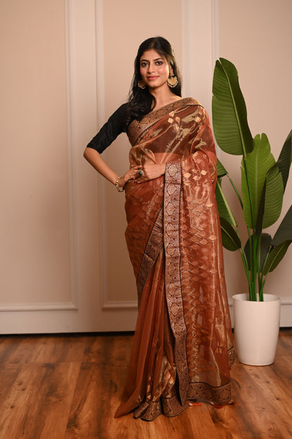 Nevash Twill Gittora Golden Weave Saree