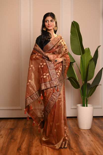 Nevash Twill Gittora Golden Weave Saree