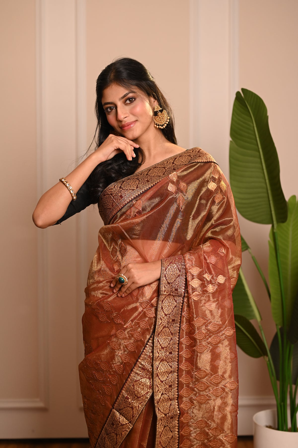 Nevash Twill Gittora Golden Weave Saree