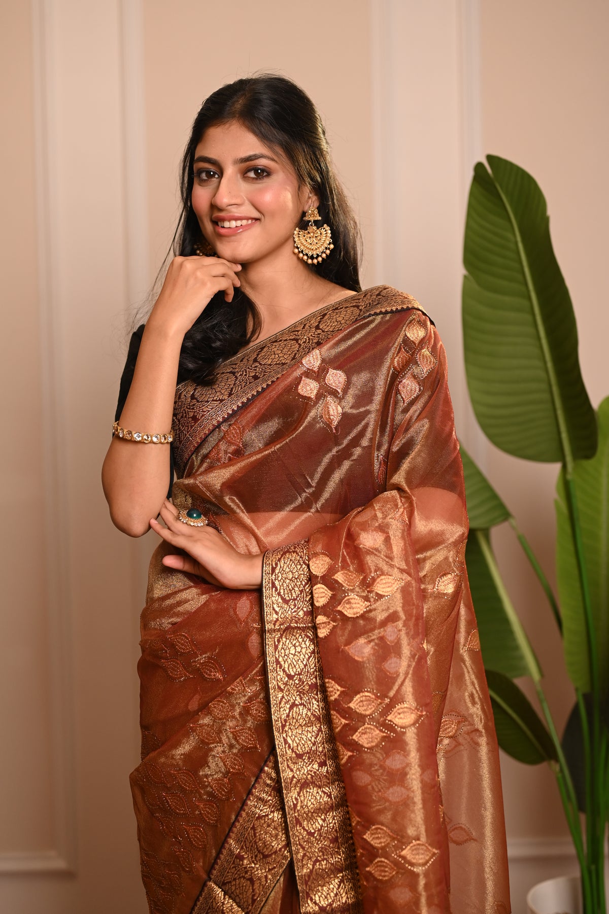 Nevash Twill Gittora Golden Weave Saree
