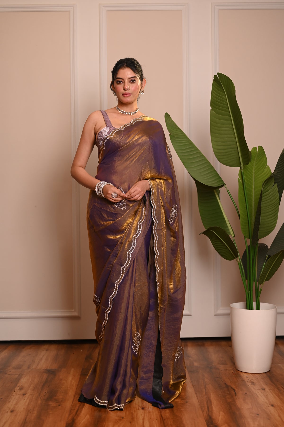 Nevash Heavy Hand-Embroidered Festive Saree