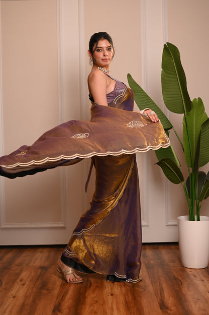 Nevash Heavy Hand-Embroidered Festive Saree