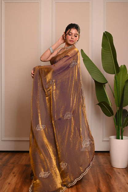 Nevash Heavy Hand-Embroidered Festive Saree
