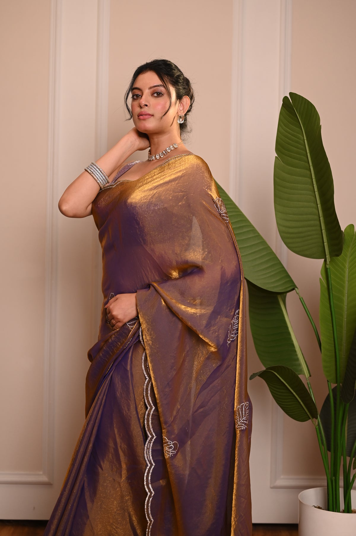 Nevash Heavy Hand-Embroidered Festive Saree