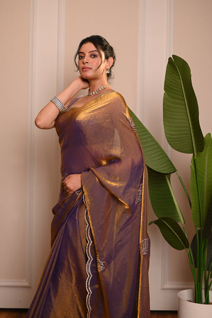 Nevash Heavy Hand-Embroidered Festive Saree
