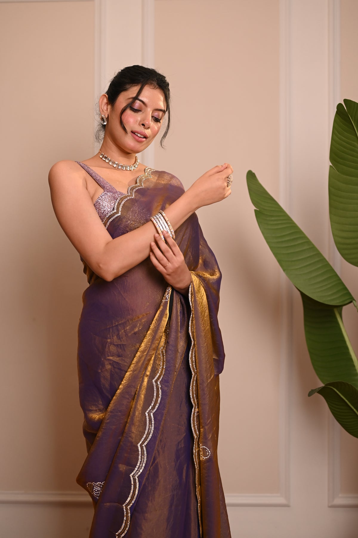 Nevash Heavy Hand-Embroidered Festive Saree
