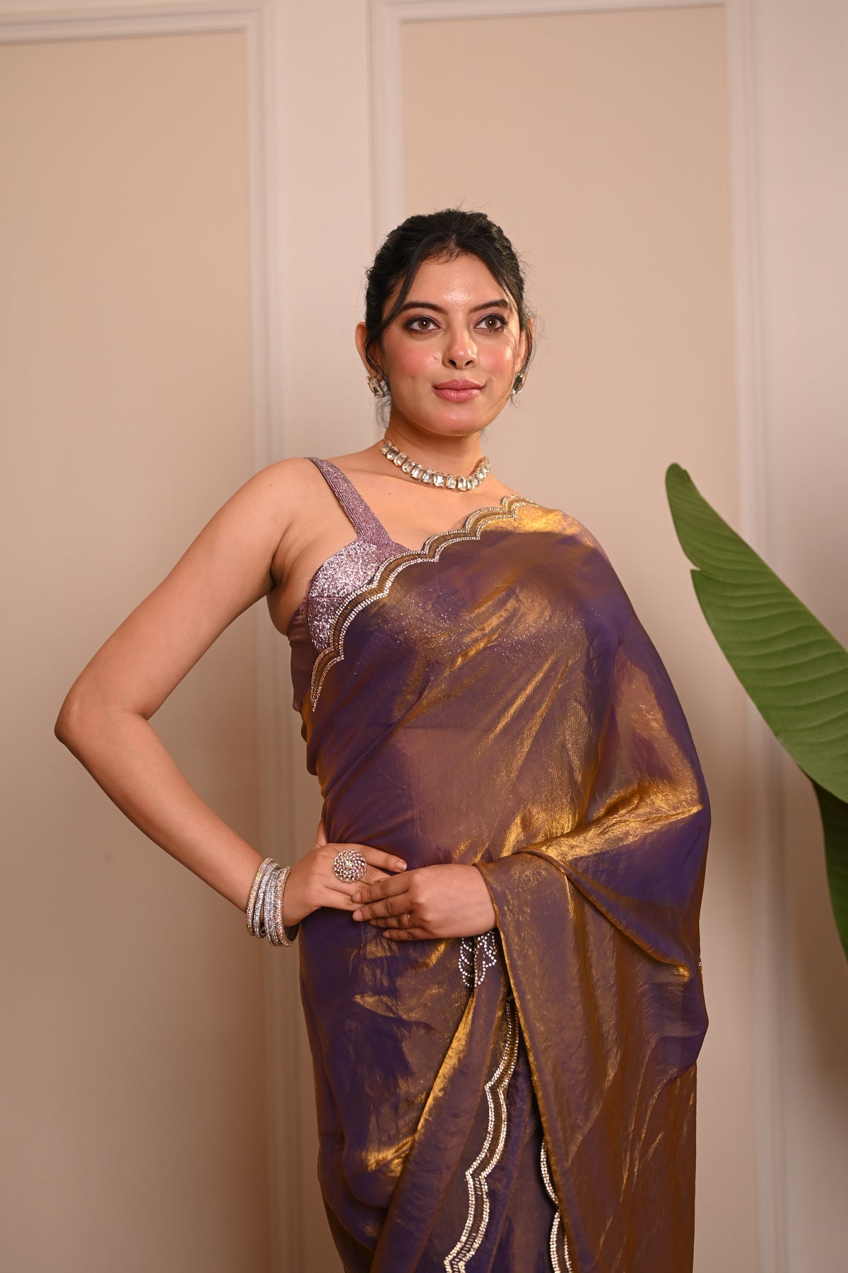 Nevash Heavy Hand-Embroidered Festive Saree